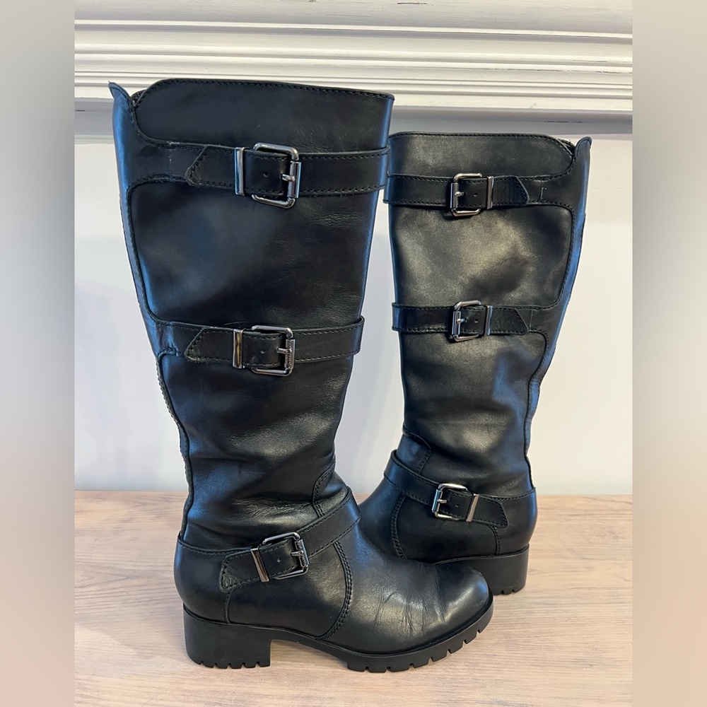 Karl Lagerfeld Women's Black Leather Knee-High Boots